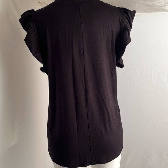 Alyssa Thomas black flutter sleeve top - Picture 3 of 9